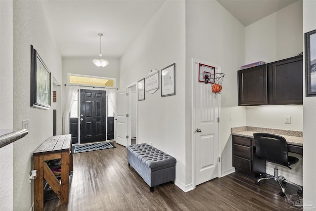 4327 Thistle Pine Ct, Pace, FL 32571 - entryway with dark wood finished floors and built in desk