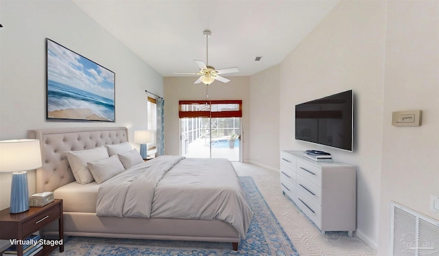 1129 Seabreeze Ln, Gulf Breeze, FL 32563 - bedroom featuring light colored carpet, visible vents, baseboards, and access to outside
