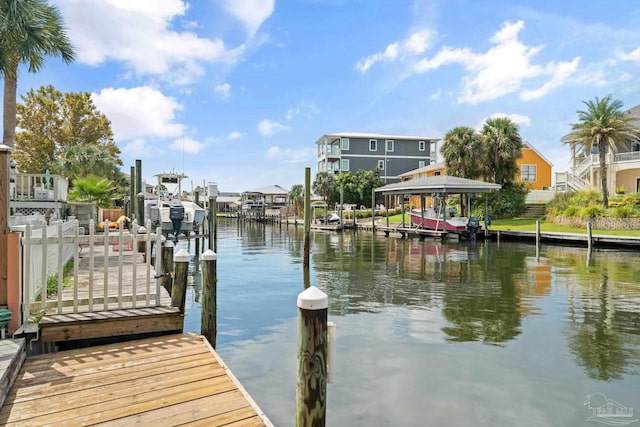 dock area featuring a water view