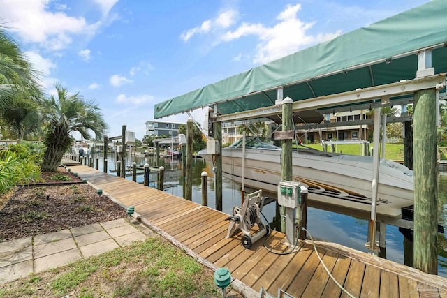 view of dock featuring a water view