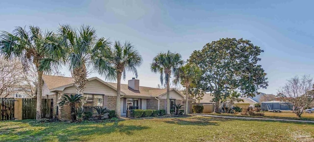 ranch-style home featuring a front yard