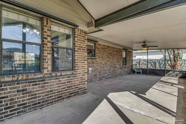 view of patio / terrace featuring ceiling fan