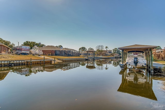 view of dock featuring a water view