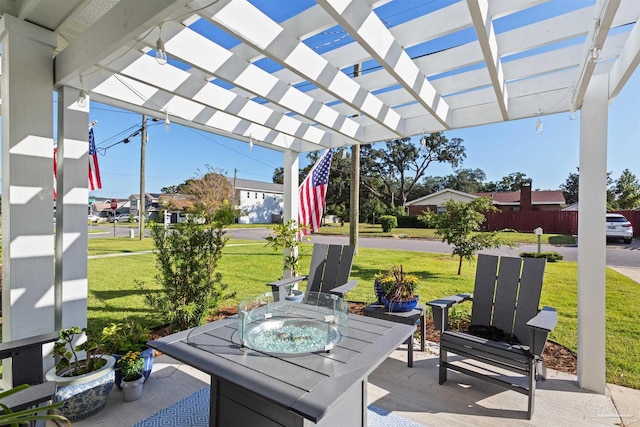 view of patio featuring a pergola