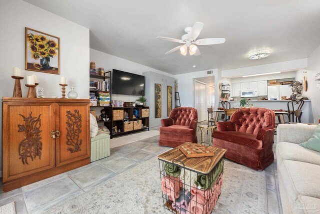 14259 Perdido Key Dr Unit 1C, Pensacola, FL 32507 - living room with visible vents and a ceiling fan