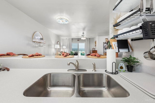 14259 Perdido Key Dr Unit 1C, Pensacola, FL 32507 - interior space featuring a sink, ceiling fan, and light countertops