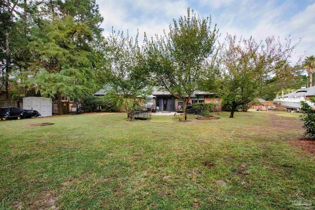 view of yard with a shed