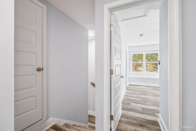 hall featuring light hardwood / wood-style floors