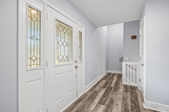 foyer entrance featuring dark hardwood / wood-style flooring