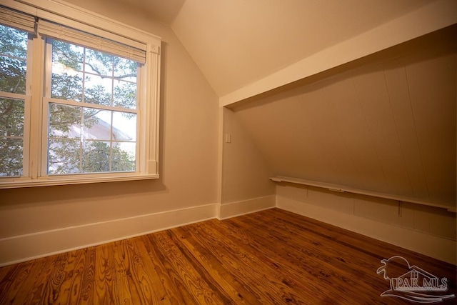 bonus room featuring hardwood / wood-style floors and lofted ceiling