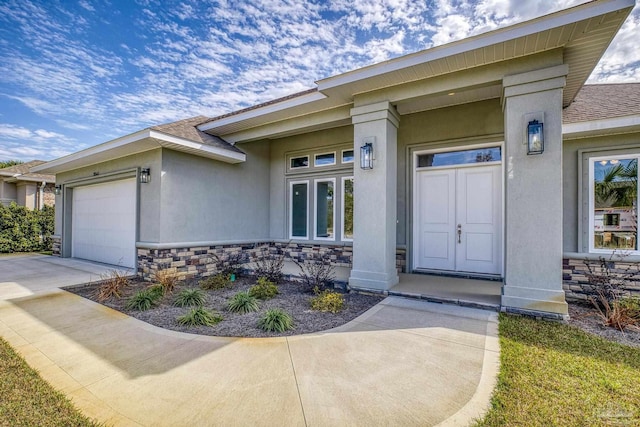 entrance to property with a garage