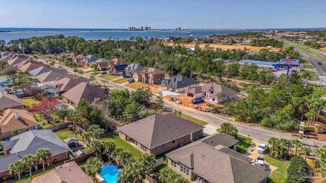 bird's eye view featuring a water view