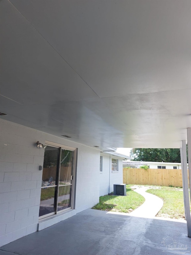 view of patio featuring central air condition unit