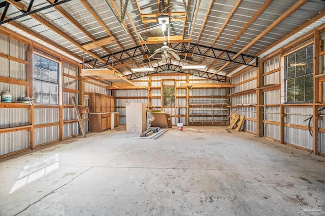 garage featuring metal wall