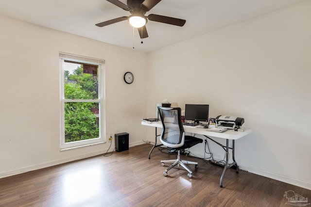 8140 Lillian Hwy, Pensacola, FL 32506 - office with wood finished floors, baseboards, and ceiling fan