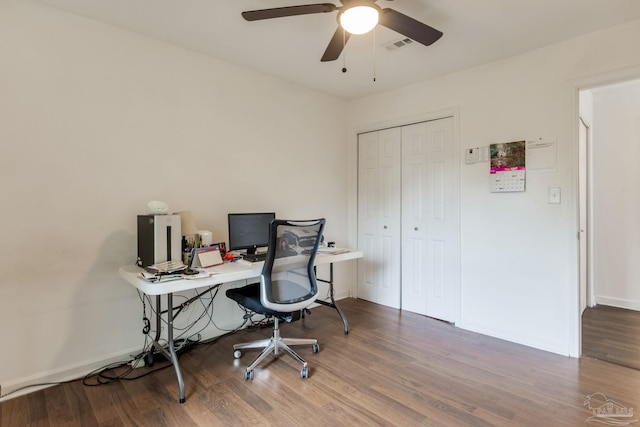 8140 Lillian Hwy, Pensacola, FL 32506 - office space with a ceiling fan, wood finished floors, and baseboards