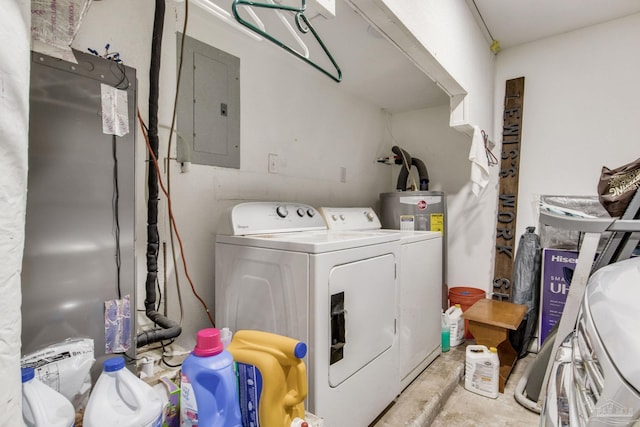 8140 Lillian Hwy, Pensacola, FL 32506 - clothes washing area featuring independent washer and dryer, electric panel, and electric water heater