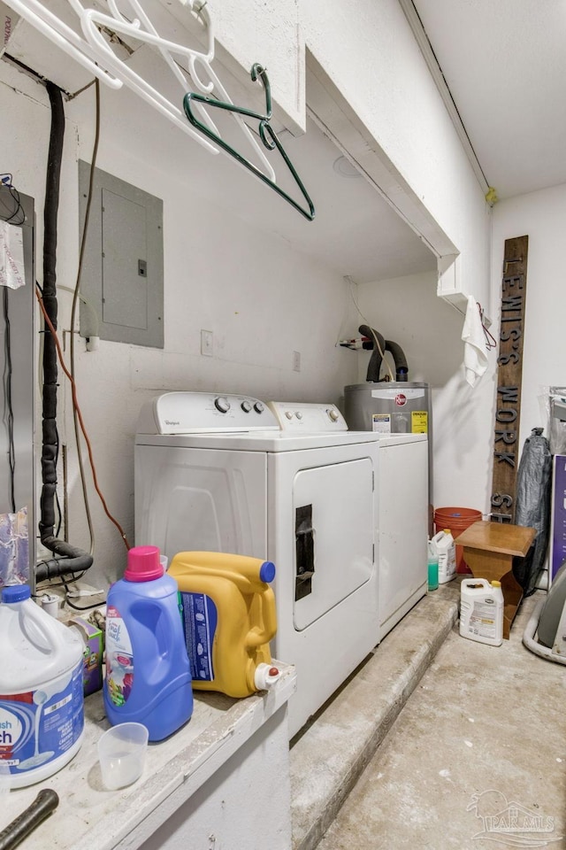 8140 Lillian Hwy, Pensacola, FL 32506 - laundry area with electric panel, washing machine and dryer, and water heater