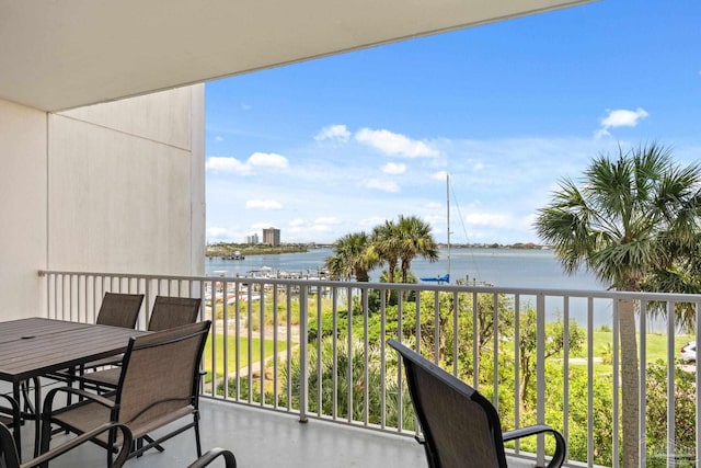 751 Pensacola Beach Blvd Unit 2F, Pensacola Beach, FL 32561 - balcony featuring a water view and outdoor dining area
