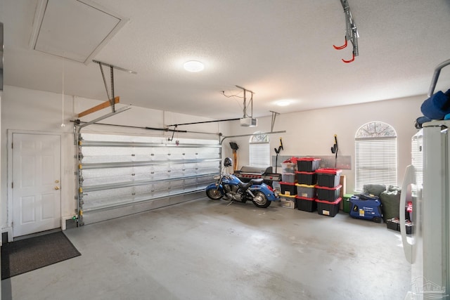 garage with a garage door opener