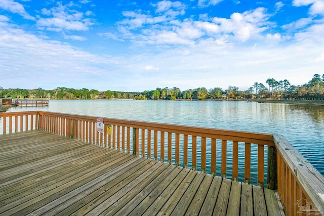 view of dock featuring a water view