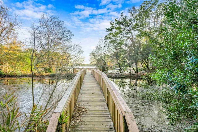 view of dock featuring a water view