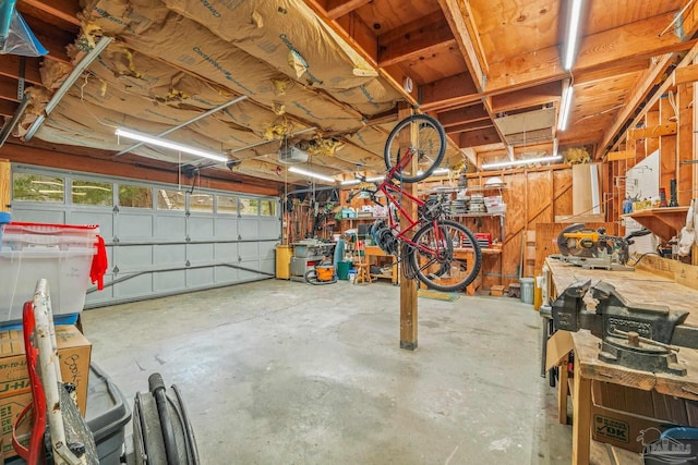 garage with a garage door opener