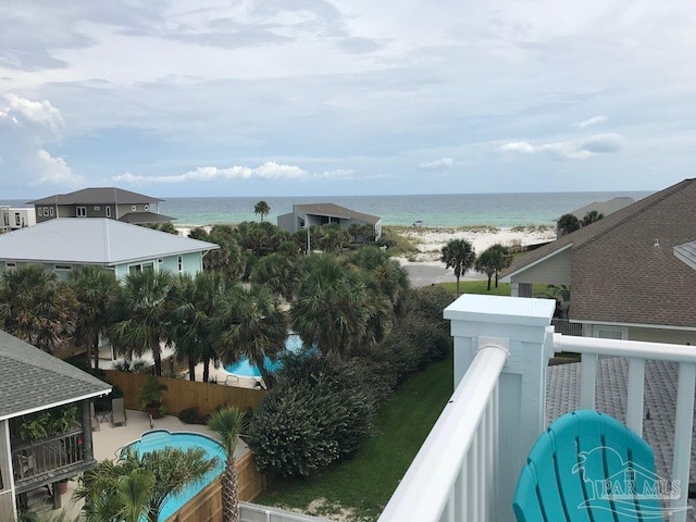 view of water feature featuring a beach view