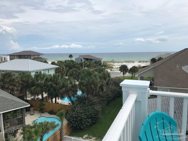 view of water feature with a view of the beach