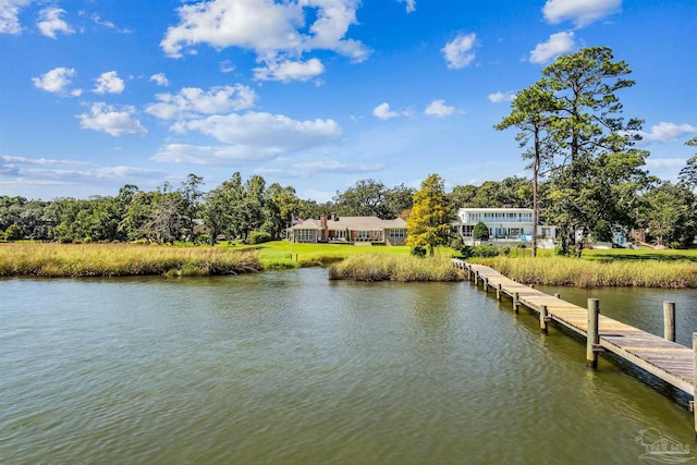 view of dock featuring a water view