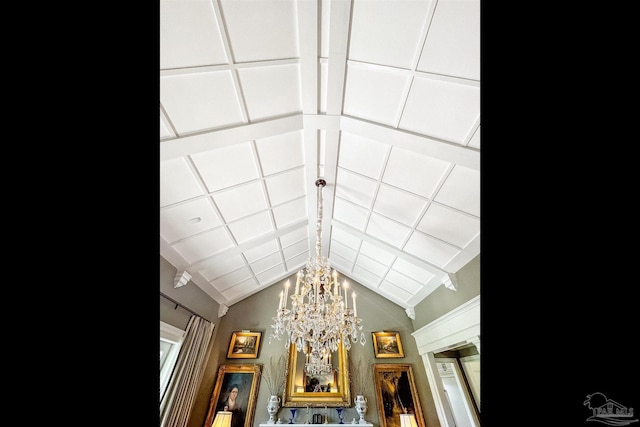 interior details with a chandelier