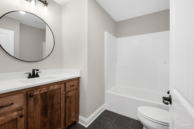 5681 Paddlewheel Dr, Milton, FL 32583 - full bath featuring vanity, tile patterned floors, toilet,  shower combination, and baseboards