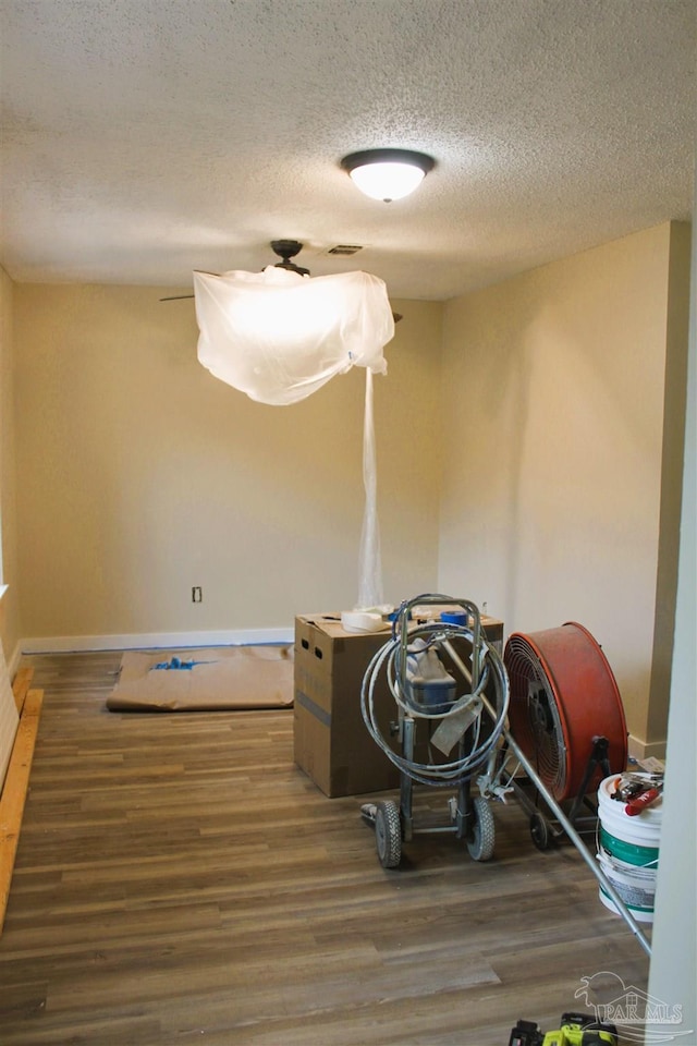 interior space featuring hardwood / wood-style floors and a textured ceiling