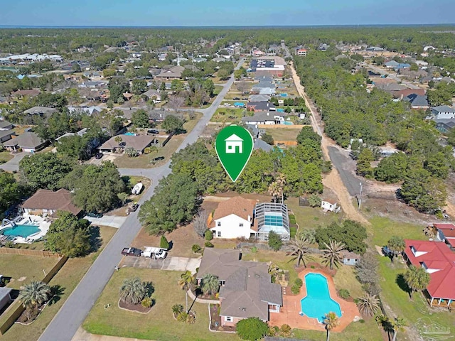 bird's eye view with a residential view