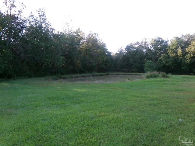 view of yard with a water view