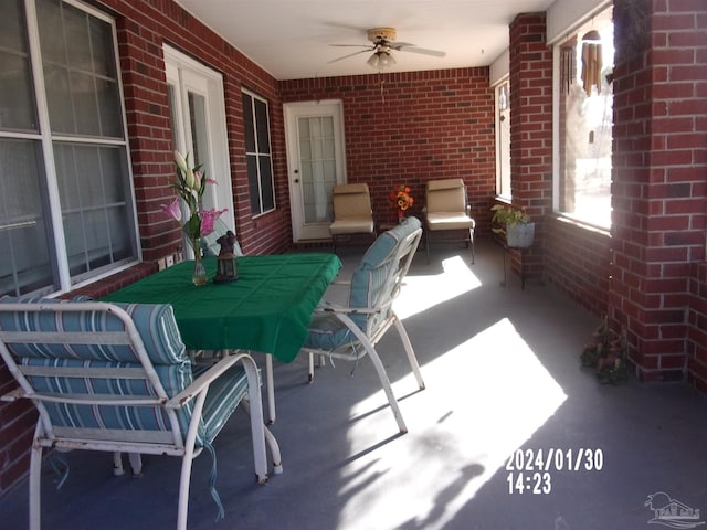 view of patio / terrace with ceiling fan