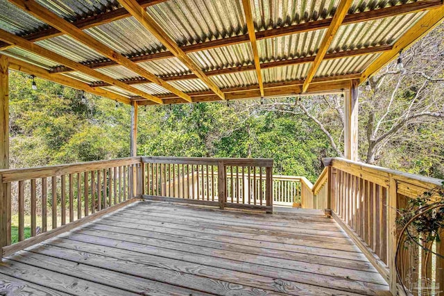 deck featuring a view of trees