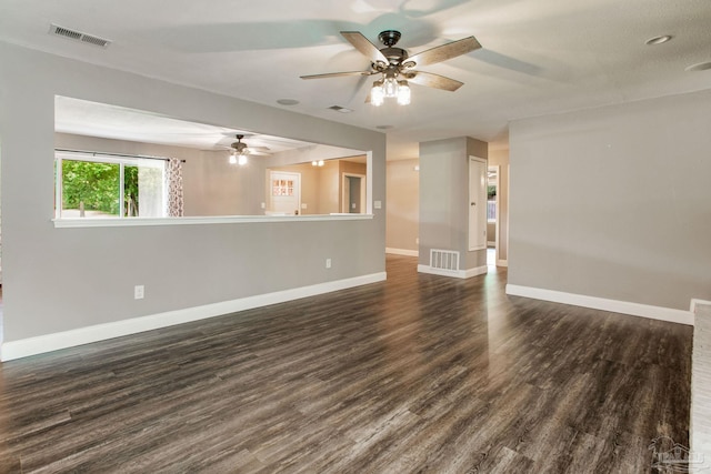 8818 Klondike Rd, Pensacola, FL 32526 - unfurnished living room with dark wood-style flooring and ceiling fan