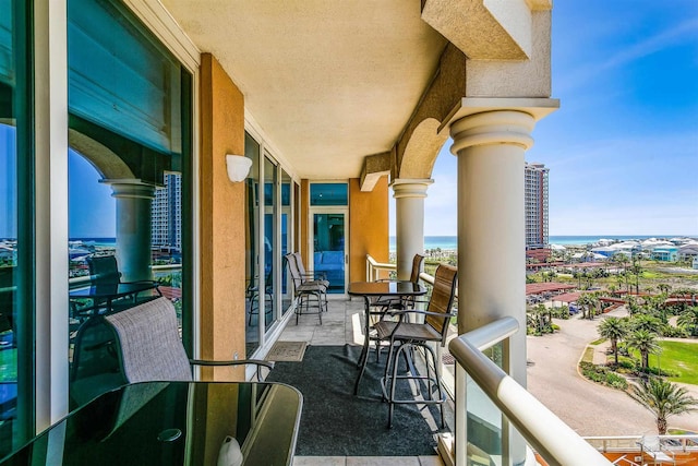 balcony with a water view