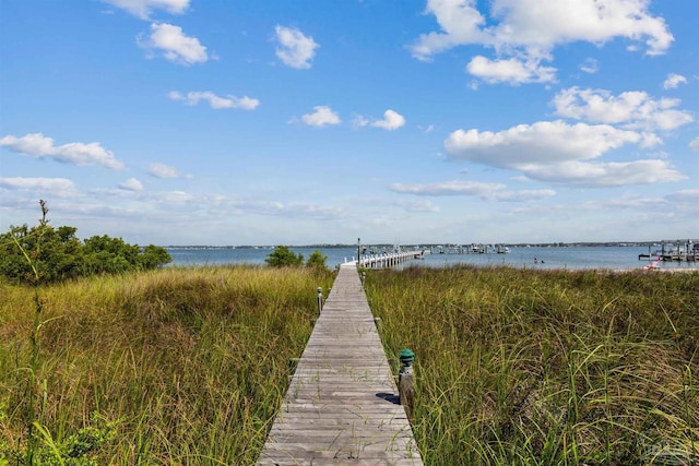 view of dock featuring a water view