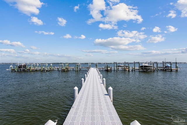 view of dock featuring a water view