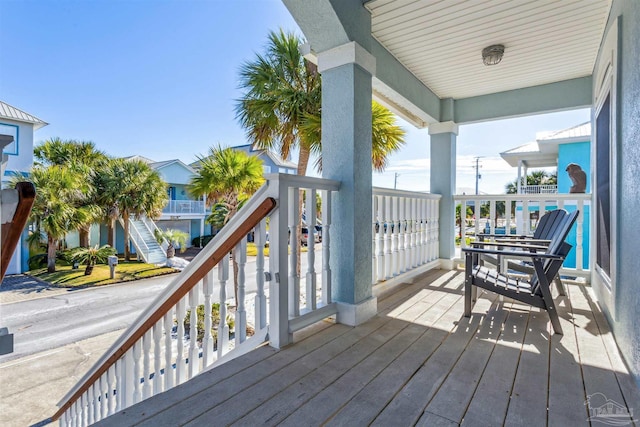 deck featuring covered porch