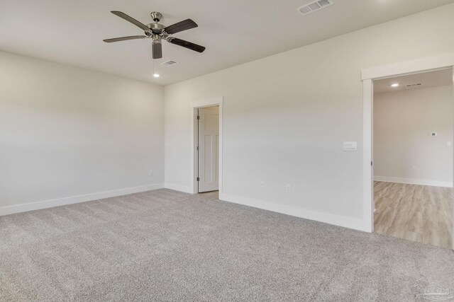 9797 Windyhill Rd, Pensacola, FL 32526 - unfurnished room with a ceiling fan, light carpet, baseboards, and recessed lighting
