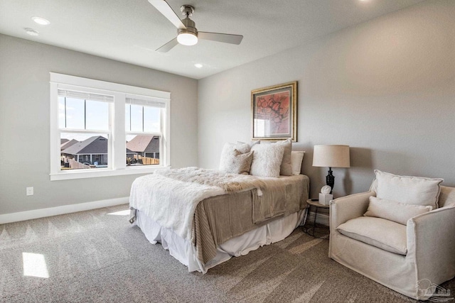 2420 Meeting St, Cantonment, FL 32533 - bedroom featuring baseboards, recessed lighting, carpet flooring, and ceiling fan