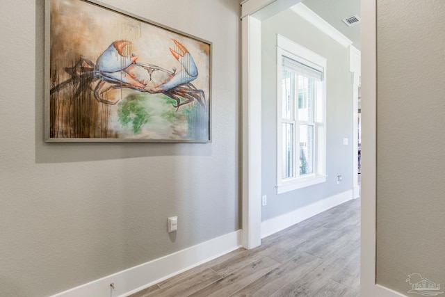 2420 Meeting St, Cantonment, FL 32533 - hallway with visible vents, baseboards, and wood finished floors