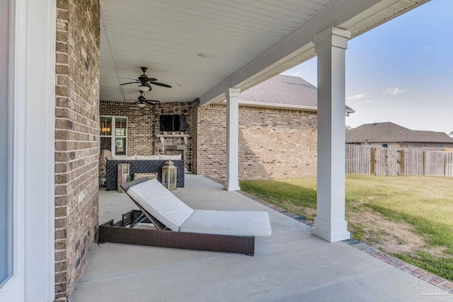 2420 Meeting St, Cantonment, FL 32533 - view of patio featuring a ceiling fan and fence