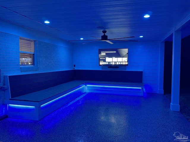 view of pool featuring a ceiling fan