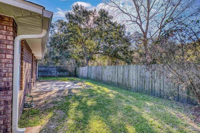 view of yard featuring a patio and a fenced backyard