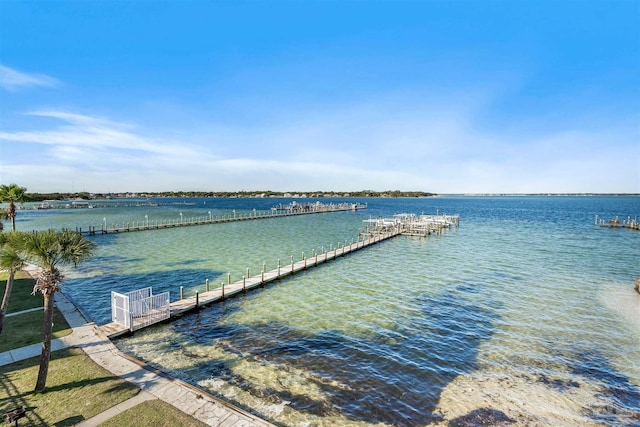 view of dock featuring a water view