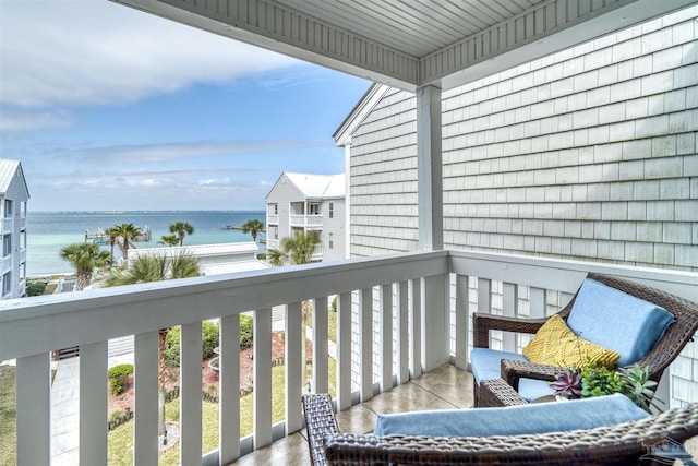 balcony with a water view